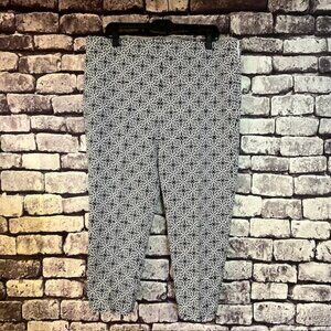 Talbots Chatham Style Navy & White Scalloped Hem Crop Pants Size 16